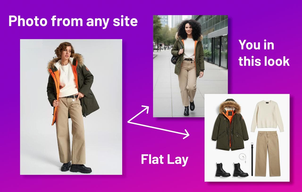 Fashion Studio AI — Virtual Try-On & Flat Lay in action
