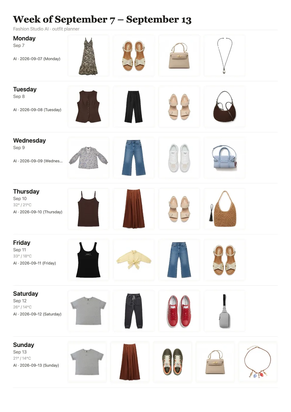 Outfit planning in Fashion Studio AI